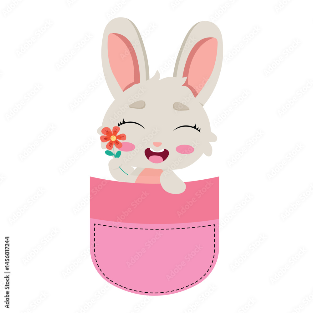 Obraz premium Adorable bunny in a pocket