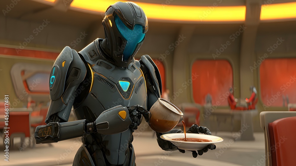 pouring latte art in a sleek futuristic café filled with neon lighting pouring latte art in a sleek futuristic café filled with neon lighting