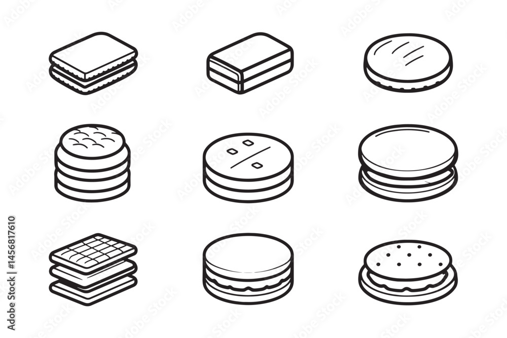 Biscuits Line Art Icon Design Biscuits Line Art Icon Design