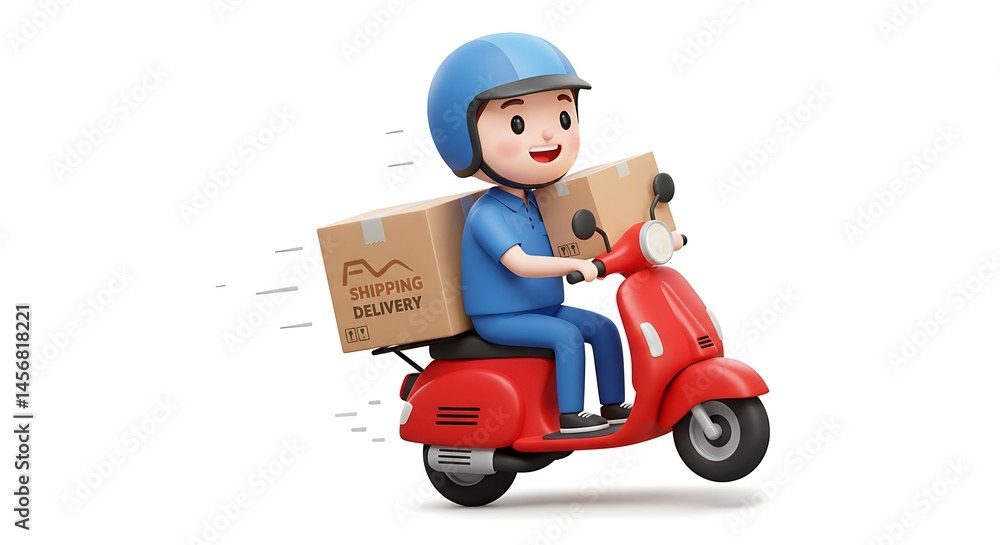 Delivery man with boxes on red scooter Delivery man with boxes on red scooter