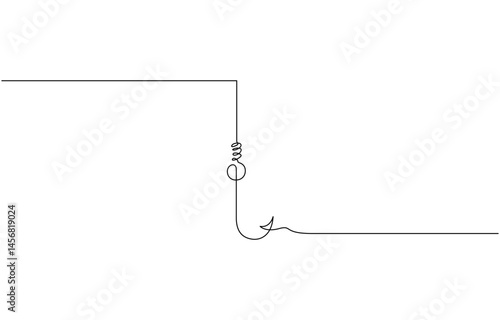 Fishing hook line continuous drawing vector. One line Hook vector background, Continuous outline of a Fishing hook, minimalist pro vector illustration line.