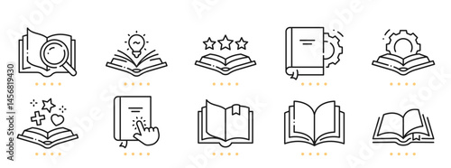 Book related line icons. Editable stroke