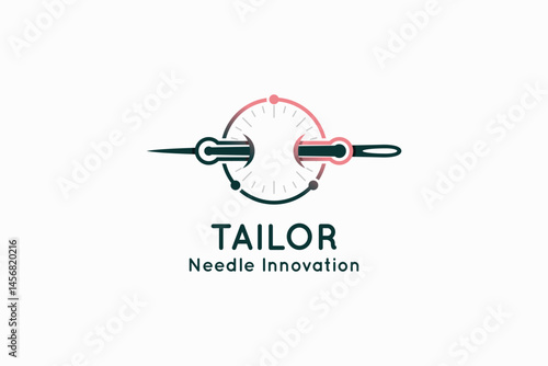 Vector logo design of a tailor with a needle icon representing a technology concept