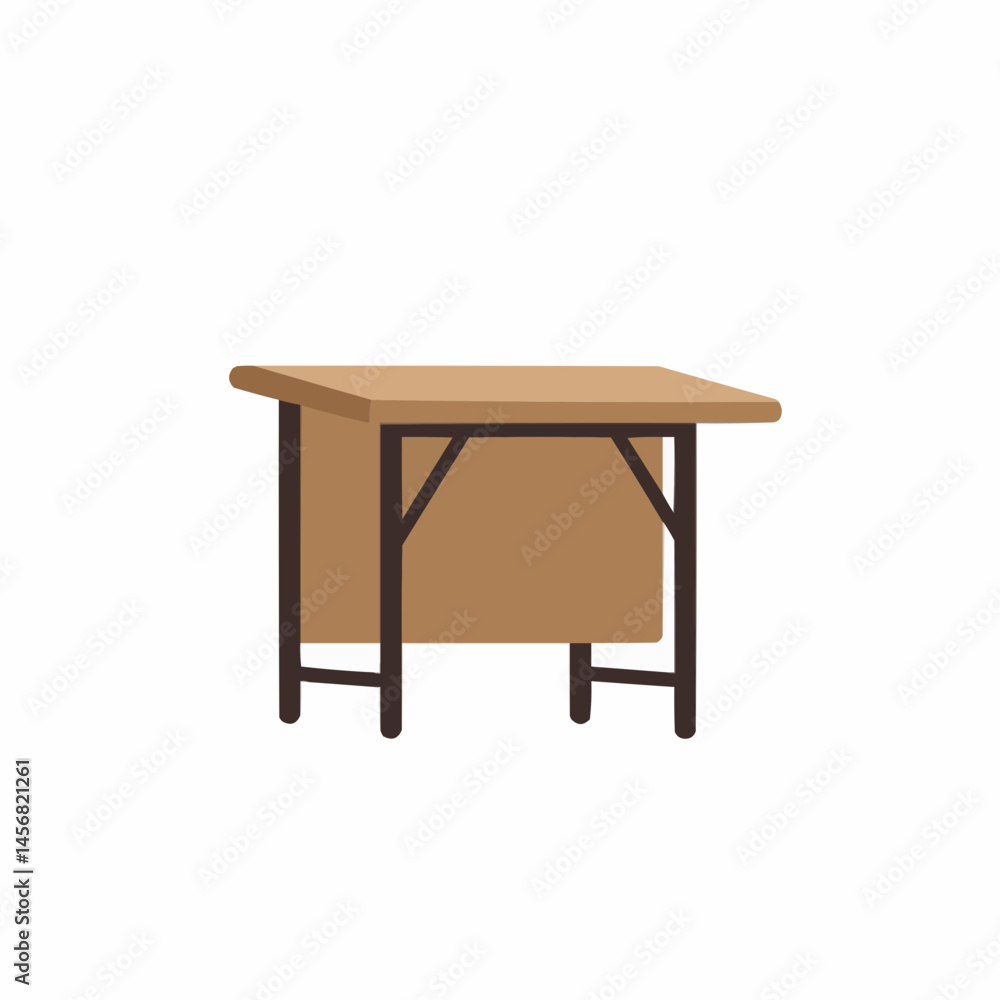 Fototapeta premium Illustrative table with brown top & darker brown frame on a white background