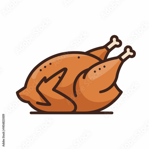 Roasted meat. Juicy, browned. Thick, bold border on each piece. Tasty dinner vector