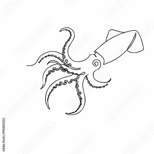 Minimalist illustration of an octopus, showing its tentacles in black lines on white
