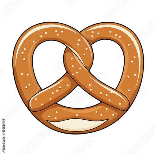 Close-up illustration of a salted pretzel with white salt crystals on top