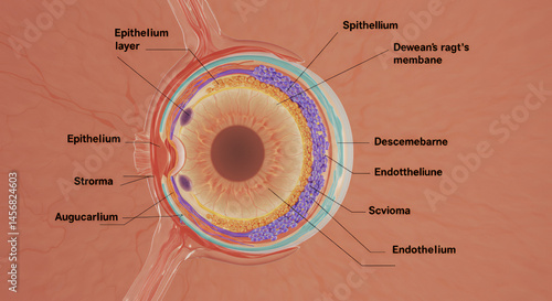 Detailed Human Eye Cornea Cross-Section Anatomy Illustration