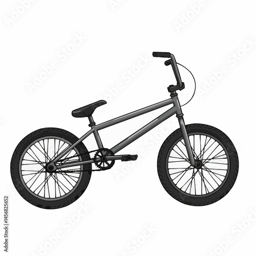 Partial view of a gray bike a seat, part of a wheel, and the handlebars