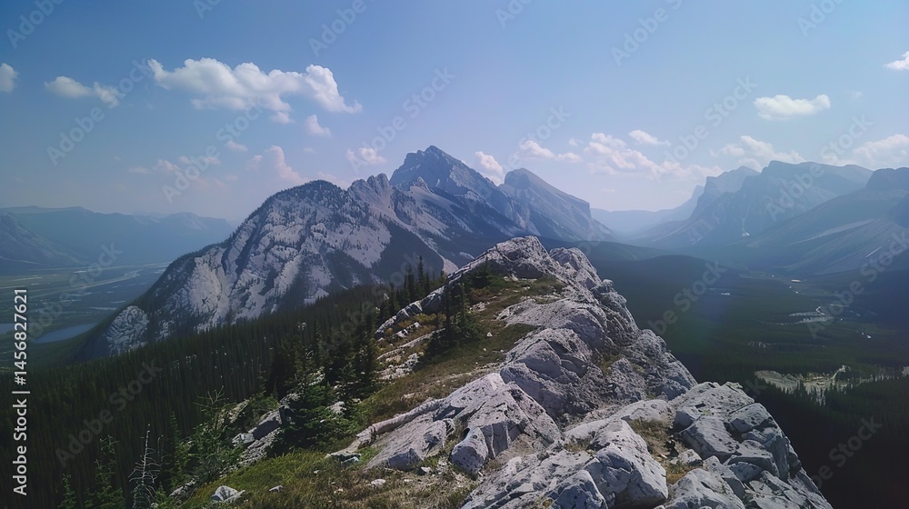Fototapeta premium The Canadian Rockies: Exploring Majestic Peaks, Pristine Wilderness, and Breathtaking Landscapes