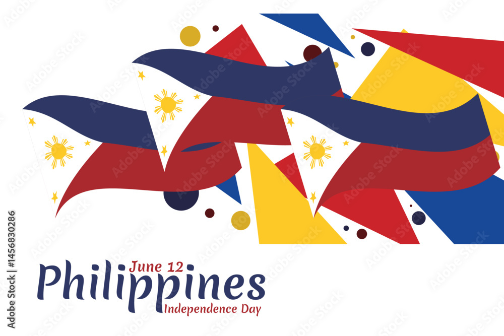 June 12, Independence Day. National day of Philippines Vector illustration. Suitable for greeting card, poster and banner. June 12, Independence Day. National day of Philippines Vector illustration. Suitable for greeting card, poster and banner.
