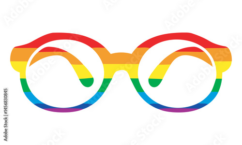 Rainbow Glasses Pride Vector Graphic, Glasses with a flag for LGBT Pride Day. Illustration Stop homophobia for the International Day against Homophobia. Vector flat illustration with background