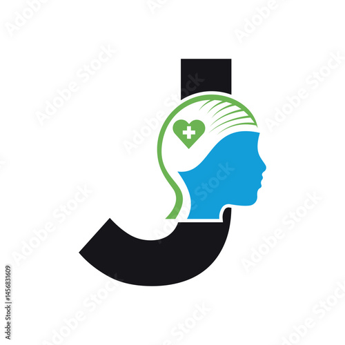 Medical Health Logo combine with letter J vector template