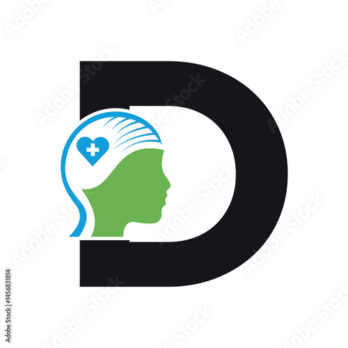 Medical Health Logo combine with letter D vector template