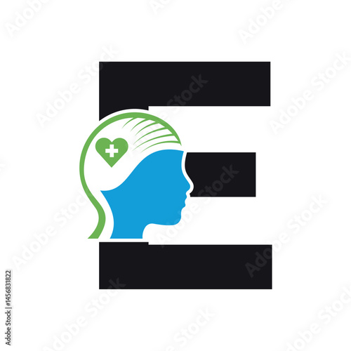 Medical Health Logo combine with letter E vector template