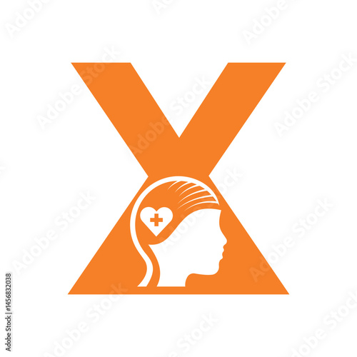 Medical Health Logo combine with letter X vector template