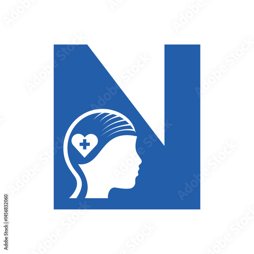 Medical Health Logo combine with letter N vector template