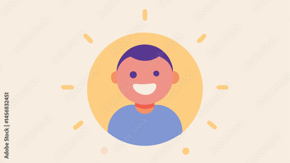 Engaging Smile An illustration of a person with a big warm smile radiating positivity surrounded by a soft glow. This symbolizes warmth and approachability. Engaging Smile An illustration of a person with a big warm smile radiating positivity surrounded by a soft glow. This symbolizes warmth and approachability.
