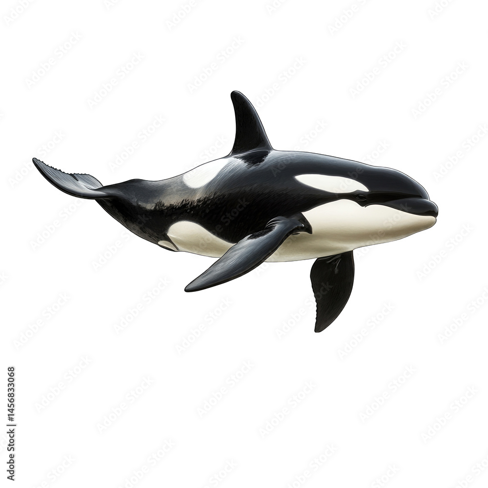 Fototapeta premium Realistic 3D Render of Orca Whale, Transparent Background
