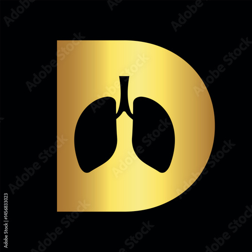 Lungs Logo combine with letter D vector template