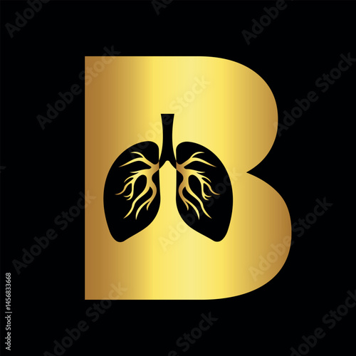 Lungs Logo combine with letter B vector template