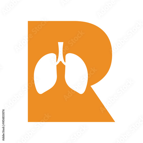 Lungs Logo combine with letter R vector template