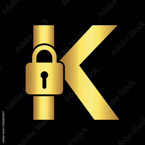 Lock Logo combine with letter K vector template