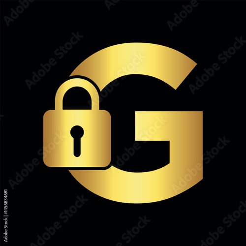 Lock Logo combine with letter G vector template