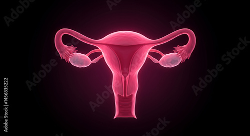 Glowing Pink Female Reproductive System 3D Medical Illustration