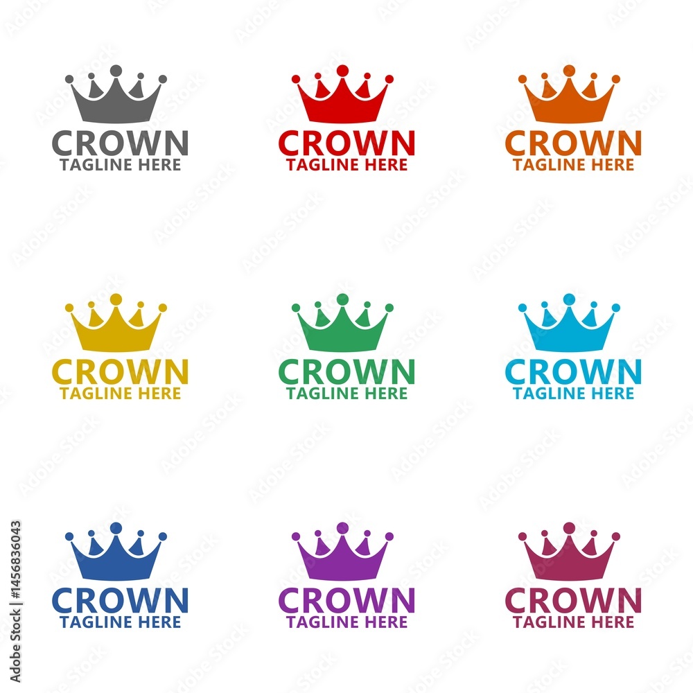 Crown icon isolated on white background. Set icons colorful Crown icon isolated on white background. Set icons colorful