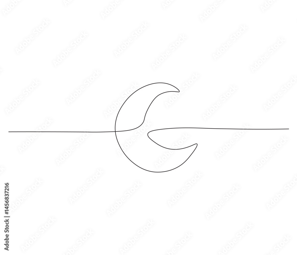 Obraz premium One Continuous Line drawing of aesthethic crescent moon. single line illustration of crescent moon. Editable Outline