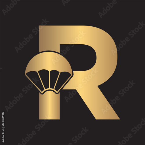 Initial Parashot Logo combine with letter R vector template