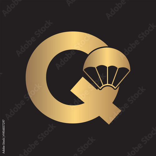 Initial Parashot Logo combine with letter Q vector template
