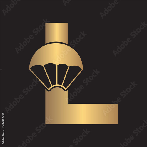 Initial Parashot Logo combine with letter L vector template