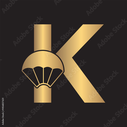 Initial Parashot Logo combine with letter K vector template