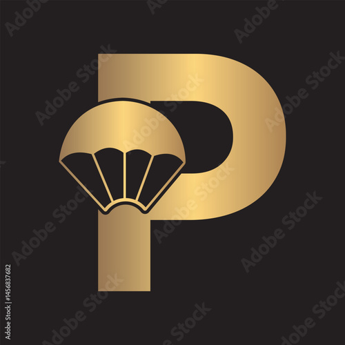 Initial Parashot Logo combine with letter P vector template