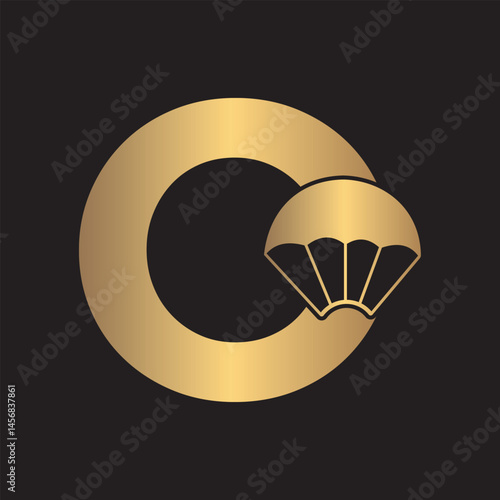 Initial Parashot Logo combine with letter O vector template