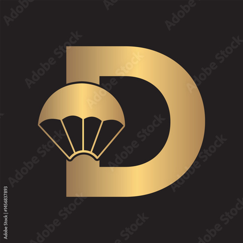 Initial Parashot Logo combine with letter D vector template