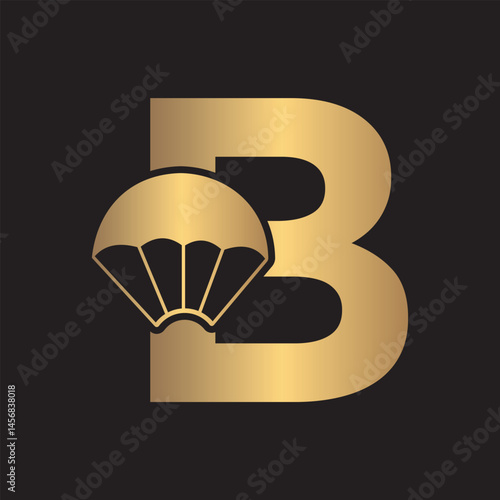 Initial Parashot Logo combine with letter B vector template