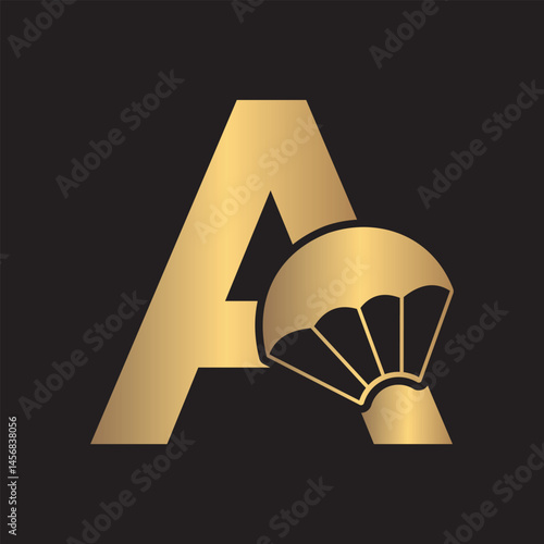 Initial Parashot Logo combine with letter A vector template
