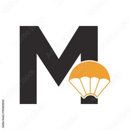 Initial Parashot Logo combine with letter M vector template