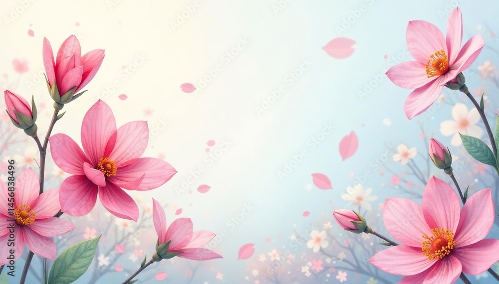 Delicate watercolor blooms, soft pastel palette, illustration, daffodil, blossom Delicate watercolor blooms, soft pastel palette, illustration, daffodil, blossom