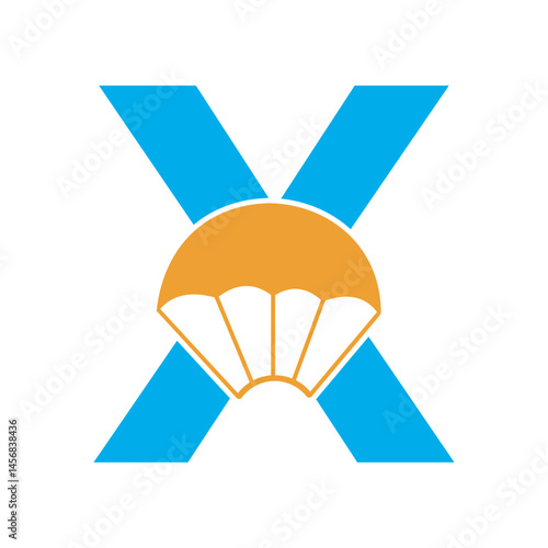 Initial Parashot Logo combine with letter X vector template