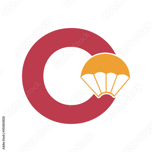Initial Parashot Logo combine with letter O vector template