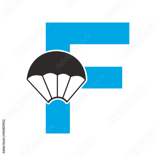 Initial Parashot Logo combine with letter F vector template