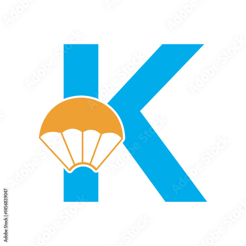 Initial Parashot Logo combine with letter K vector template