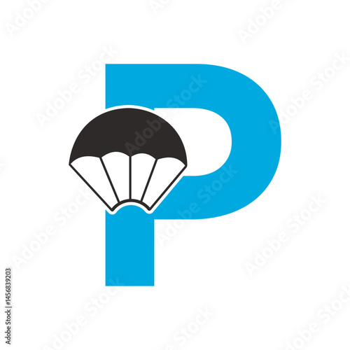 Initial Parashot Logo combine with letter P vector template
