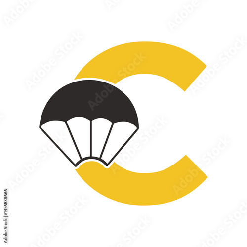 Initial Parashot Logo combine with letter C vector template