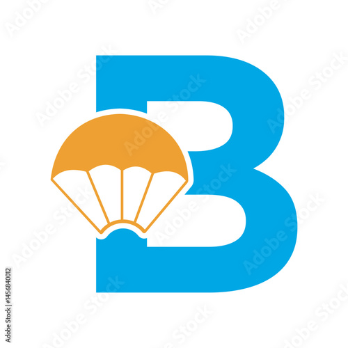 Initial Parashot Logo combine with letter B vector template
