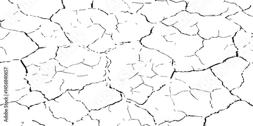 High-Resolution Vector Texture of Dry Cracked Earth with Transparent Background – Grunge Distressed Overlay Featuring Natural Split Lines and Soil Fractures	
